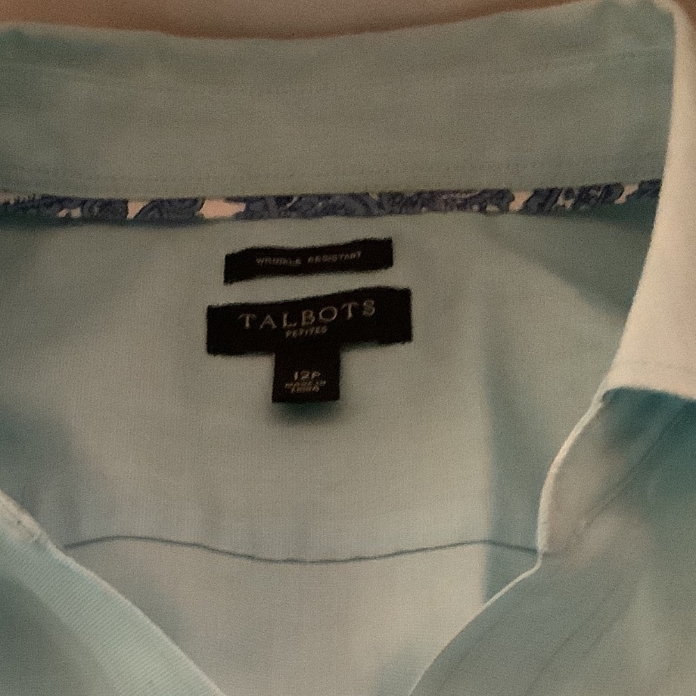 Talbots sleeveless mint green cotton blouse